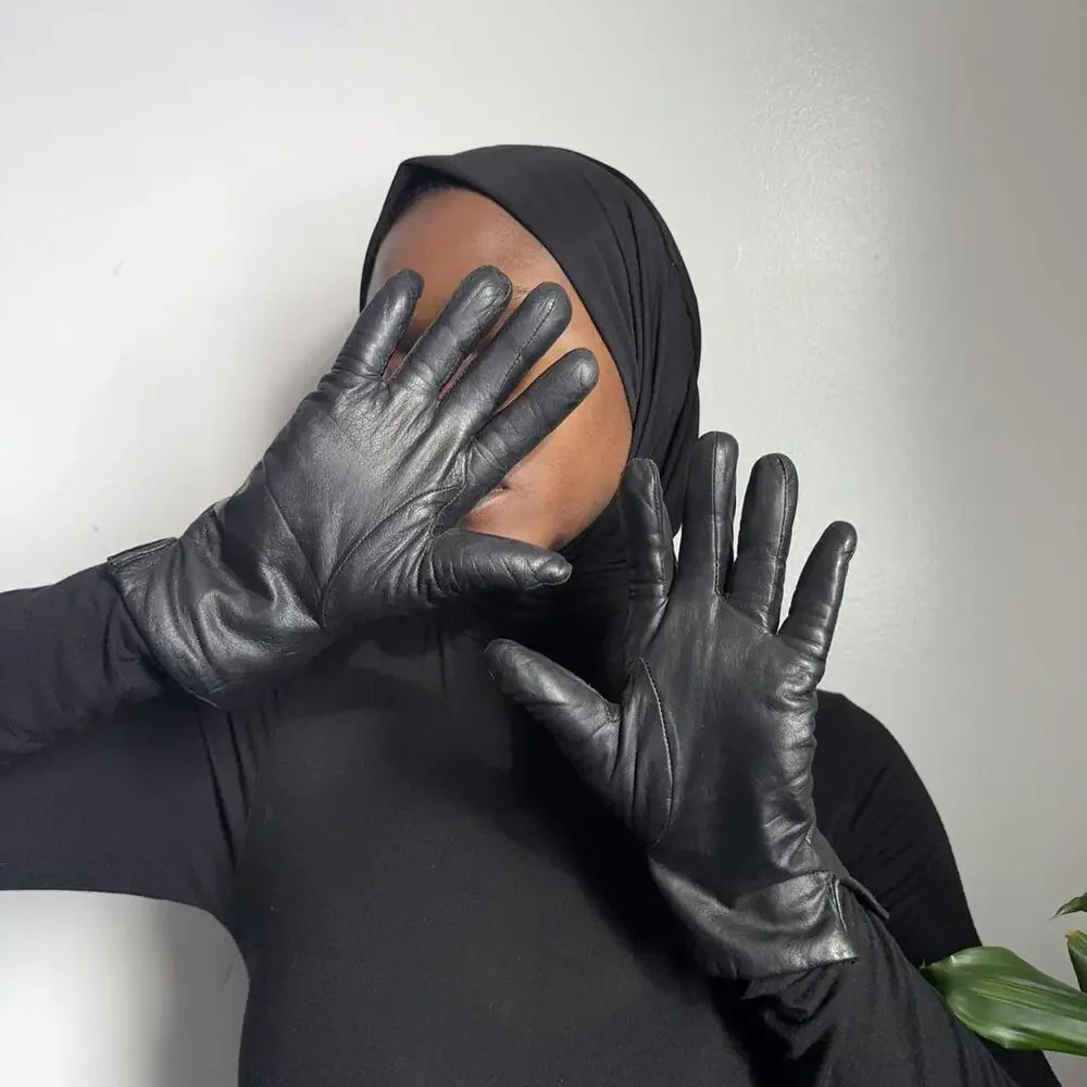 Vintage LANDS’ END black Genuine Leather Gloves‎ - Insulated size 7.5